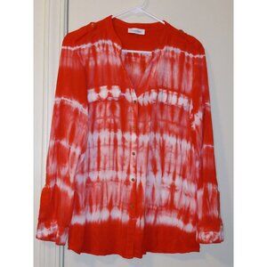 Calvin Klein Coral Button Down Long Sleeve Shirt Women’s Size Large